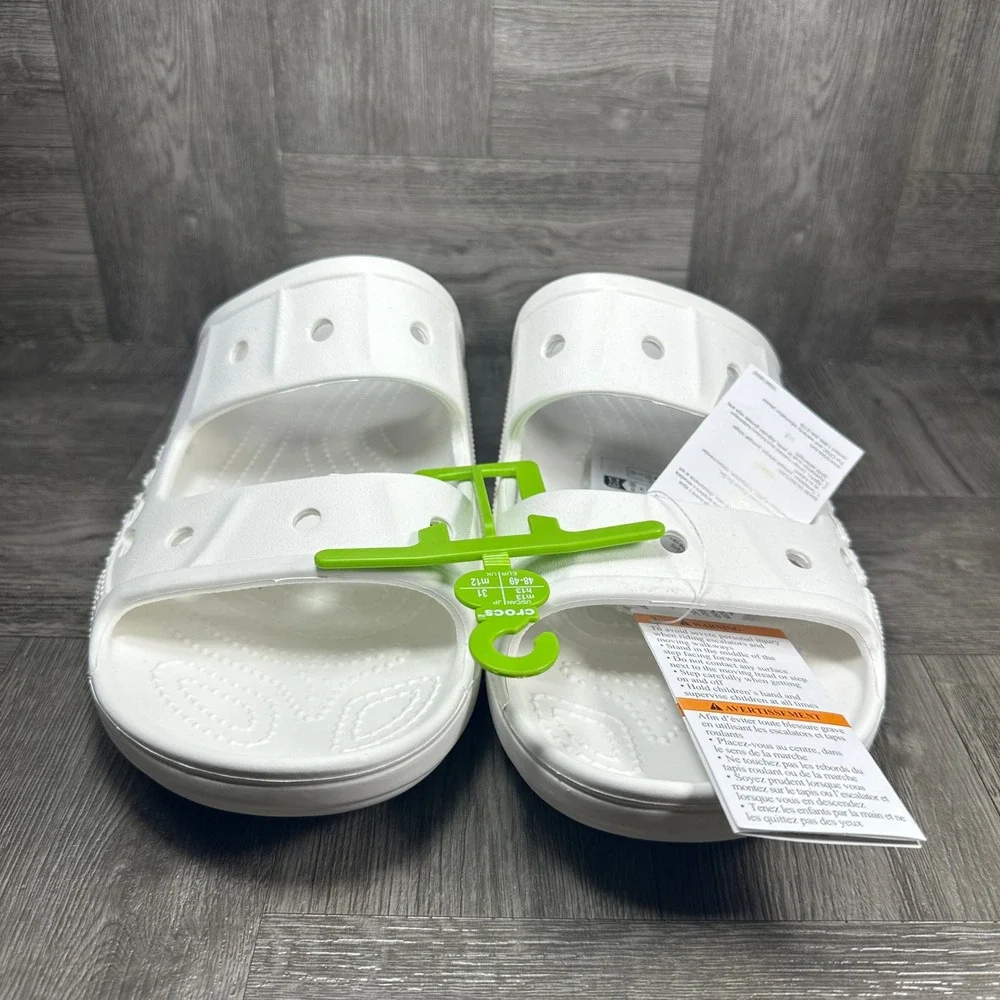 Crocs Baya Sandal Mens 13 White Lightweight Breathable Casual Slides NEW